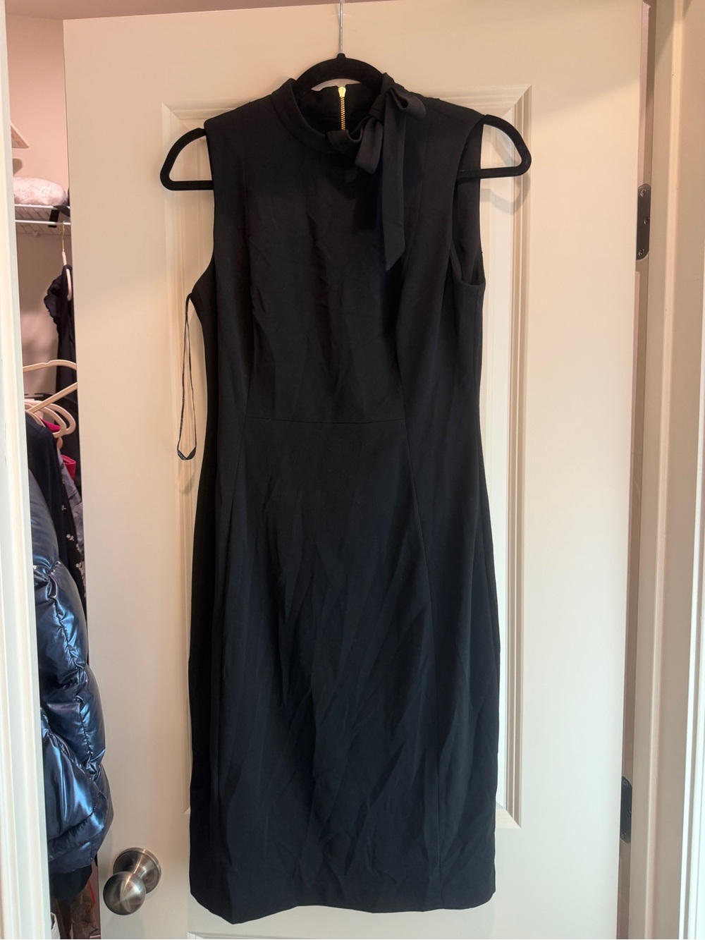 Calvin Klein Black Sleeveless Tie-Neck Midi Dress